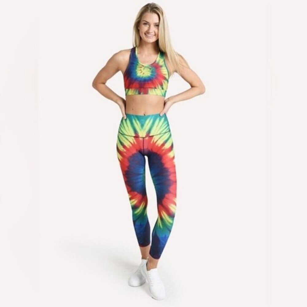 SET SPLITS59 Geri Bra and Bardot High Waist Tight in Tie Dye size XS Made in USA